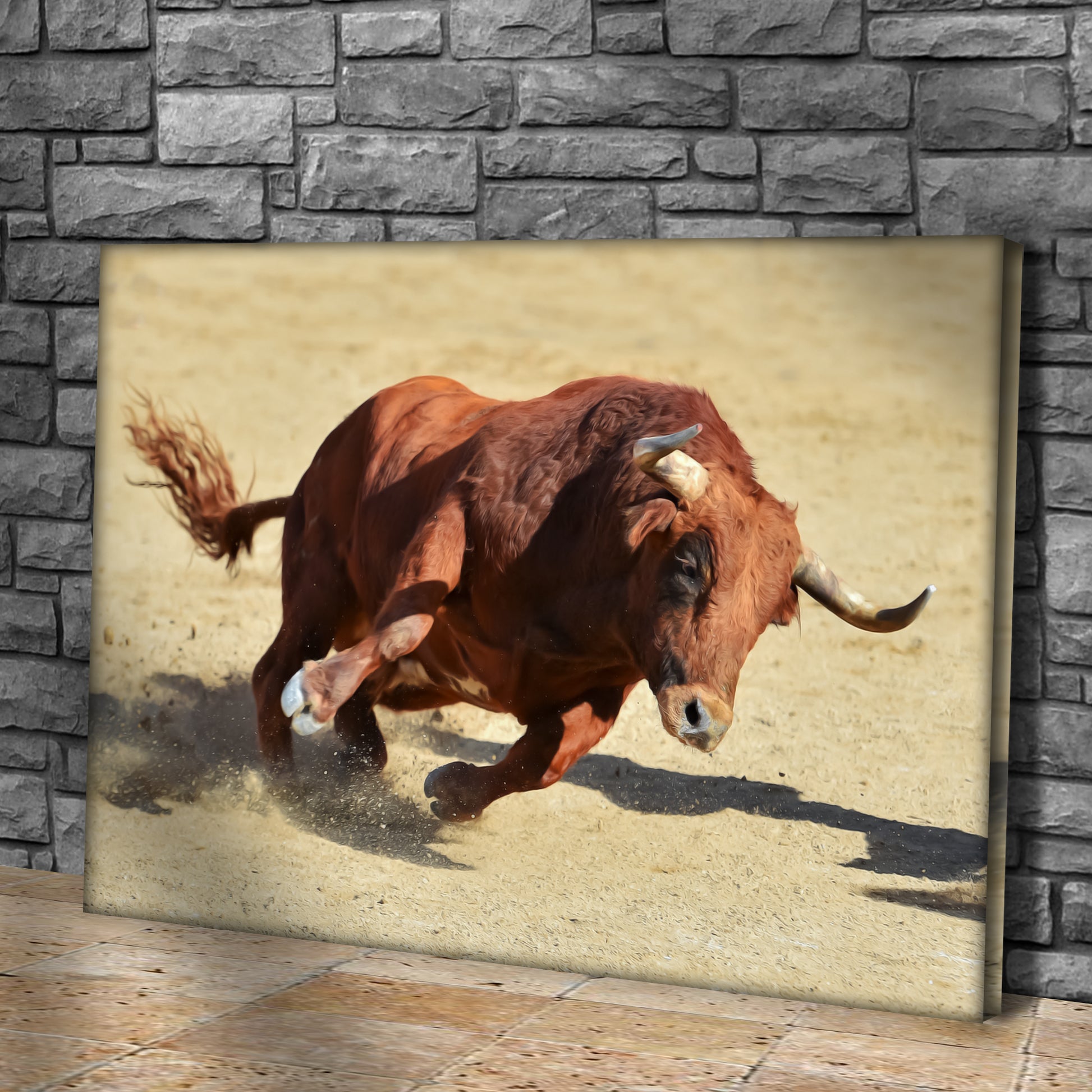 Running Wild Bull Canvas Wall Art Style 2 - Image by Tailored Canvases