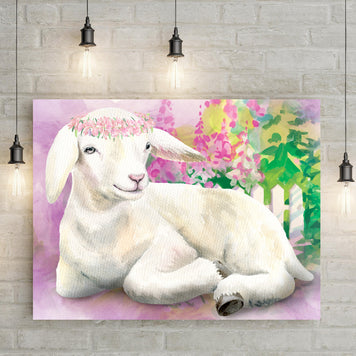 Sitting Pretty Baby Goat Canvas Wall Art