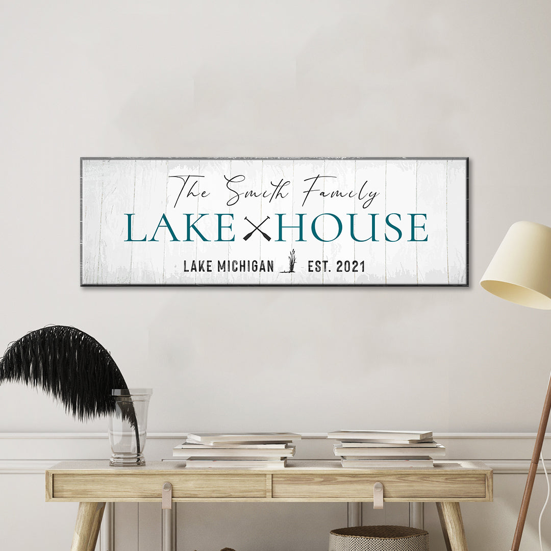 Classic Family Lake House Sign Style 2 - Image by Tailored Canvases