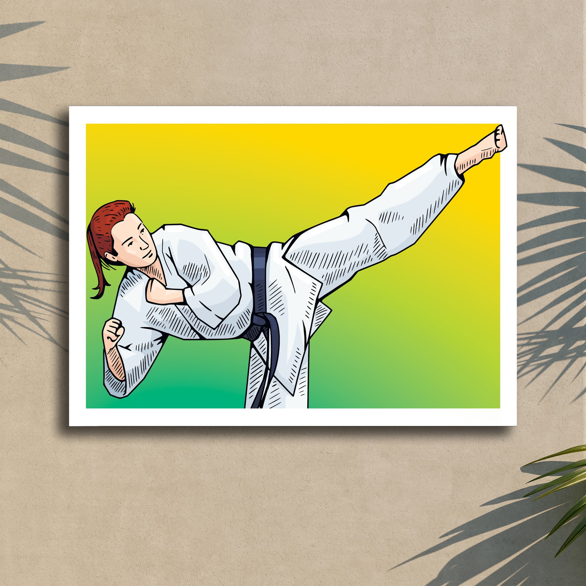 Taekwondo High Kick Canvas Wall Art Style 1 - Image by Tailored Canvases