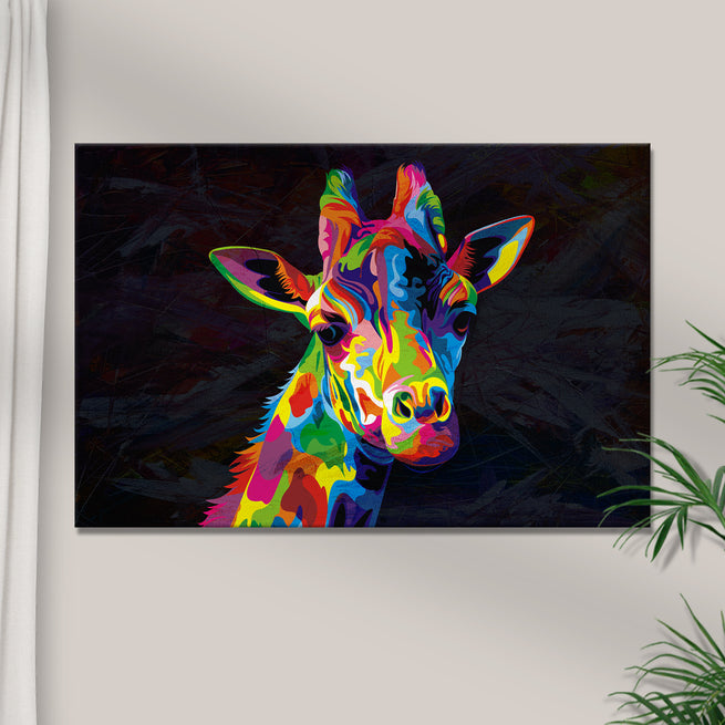 Abstract Colorful Giraffe Canvas Wall Art by Tailored Canvases