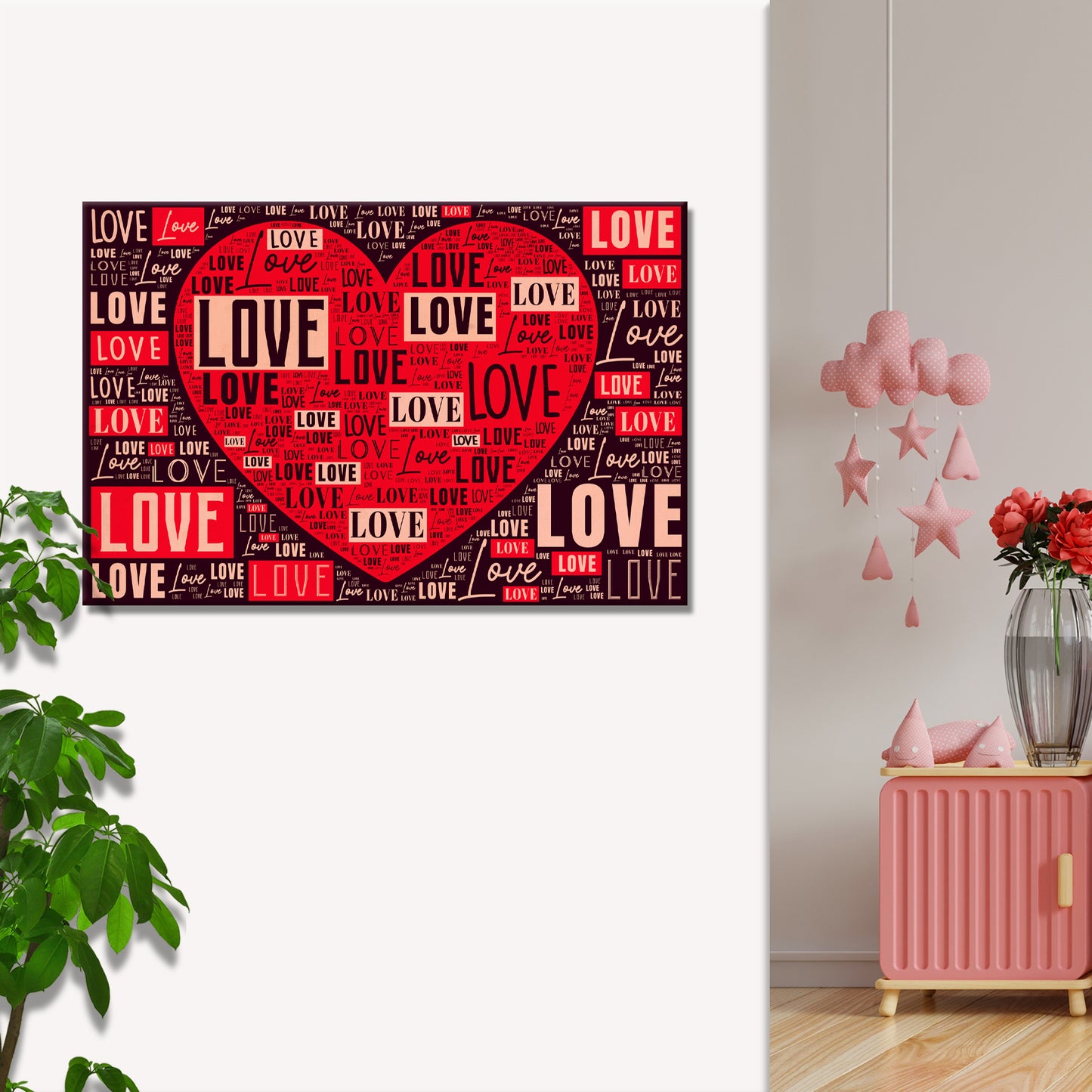 Valentine Collage Love Typography Sign Style 1 - Image by Tailored Canvases