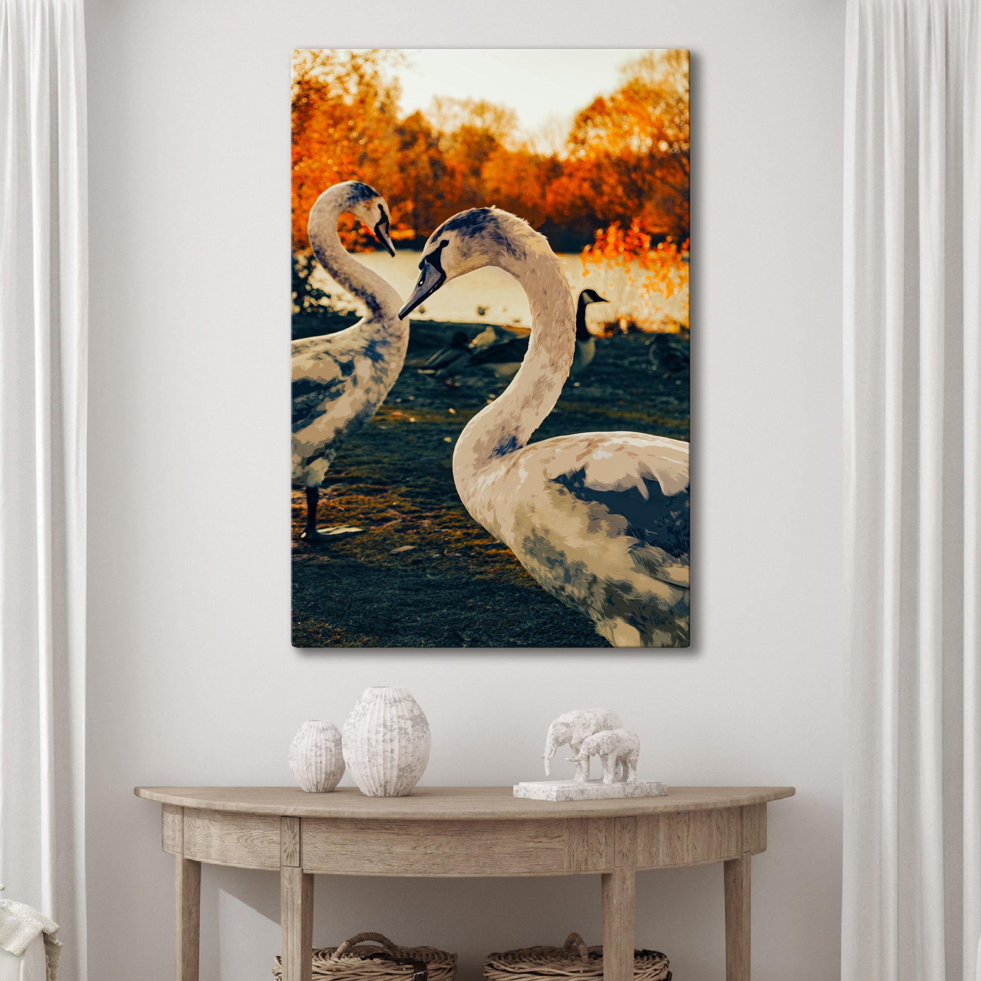 Side To Side Geese Couple Canvas Wall Art - Image by Tailored Canvases