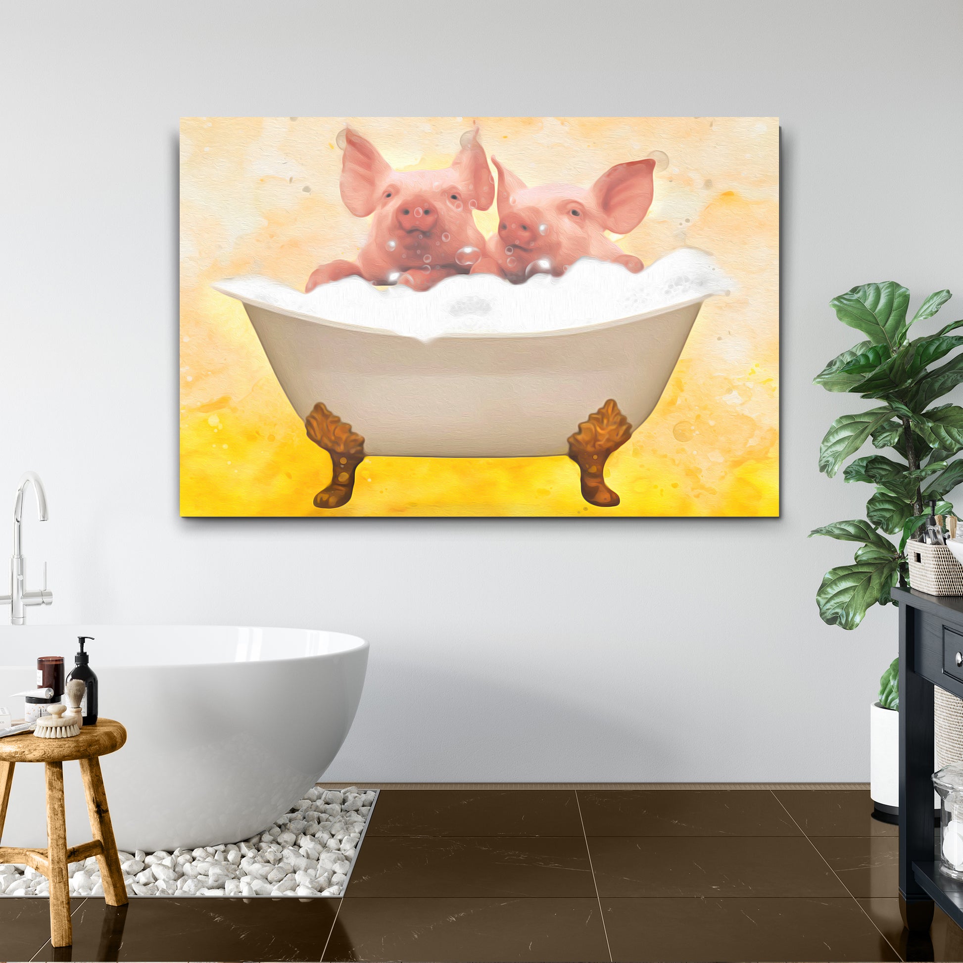 Bath Pig Buddies Canvas Wall Art - Image by Tailored Canvases