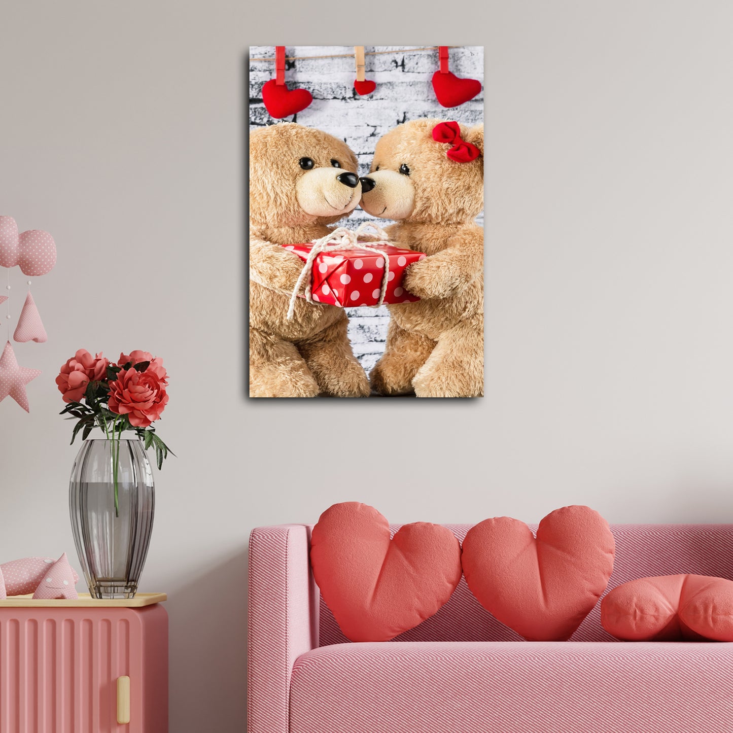 Valentine Teddy Bears Canvas Wall Art - Image by Tailored Canvases
