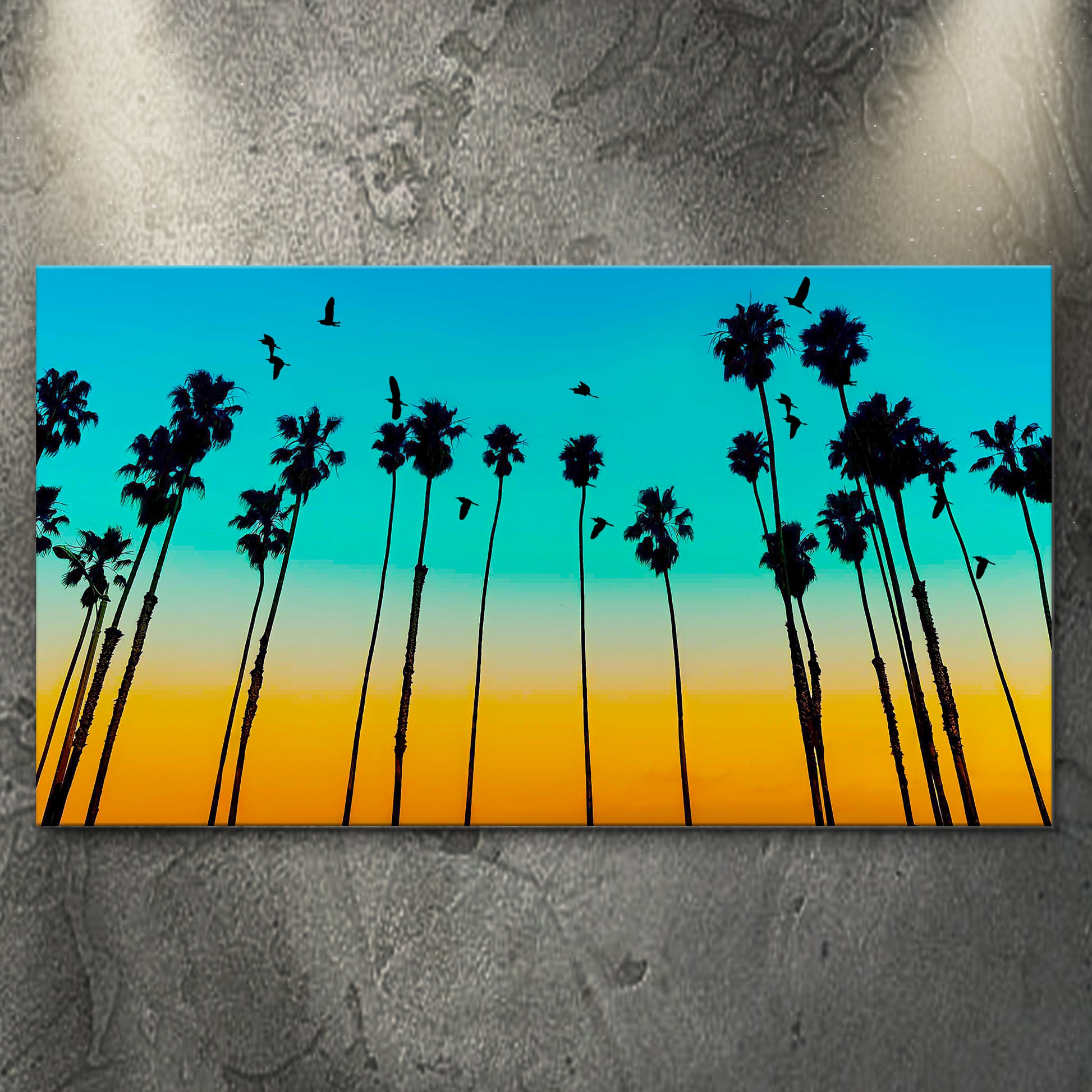 Sunset Palm Tree Rows Canvas Wall Art Style 1 - Image by Tailored Canvases