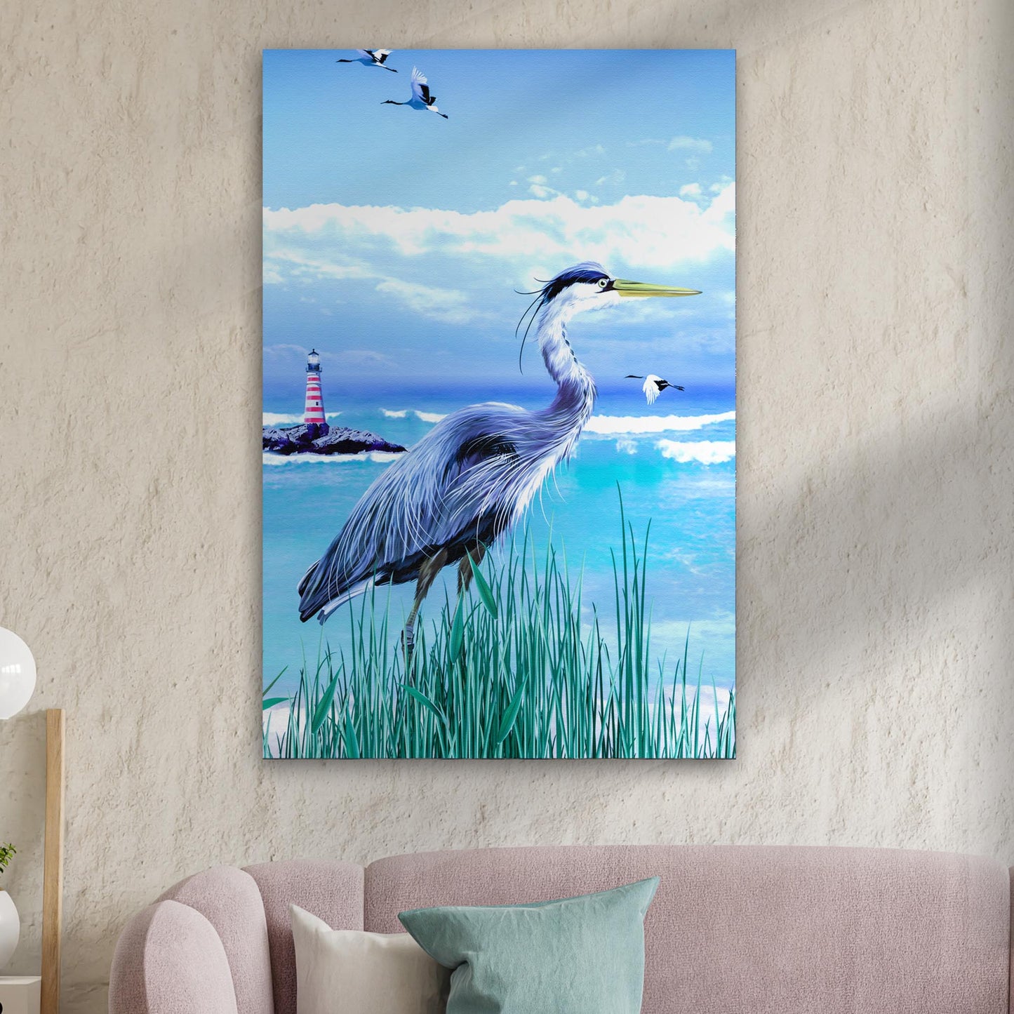 Beach Blue Heron Portrait Canvas Wall Art - Image by Tailored Canvases