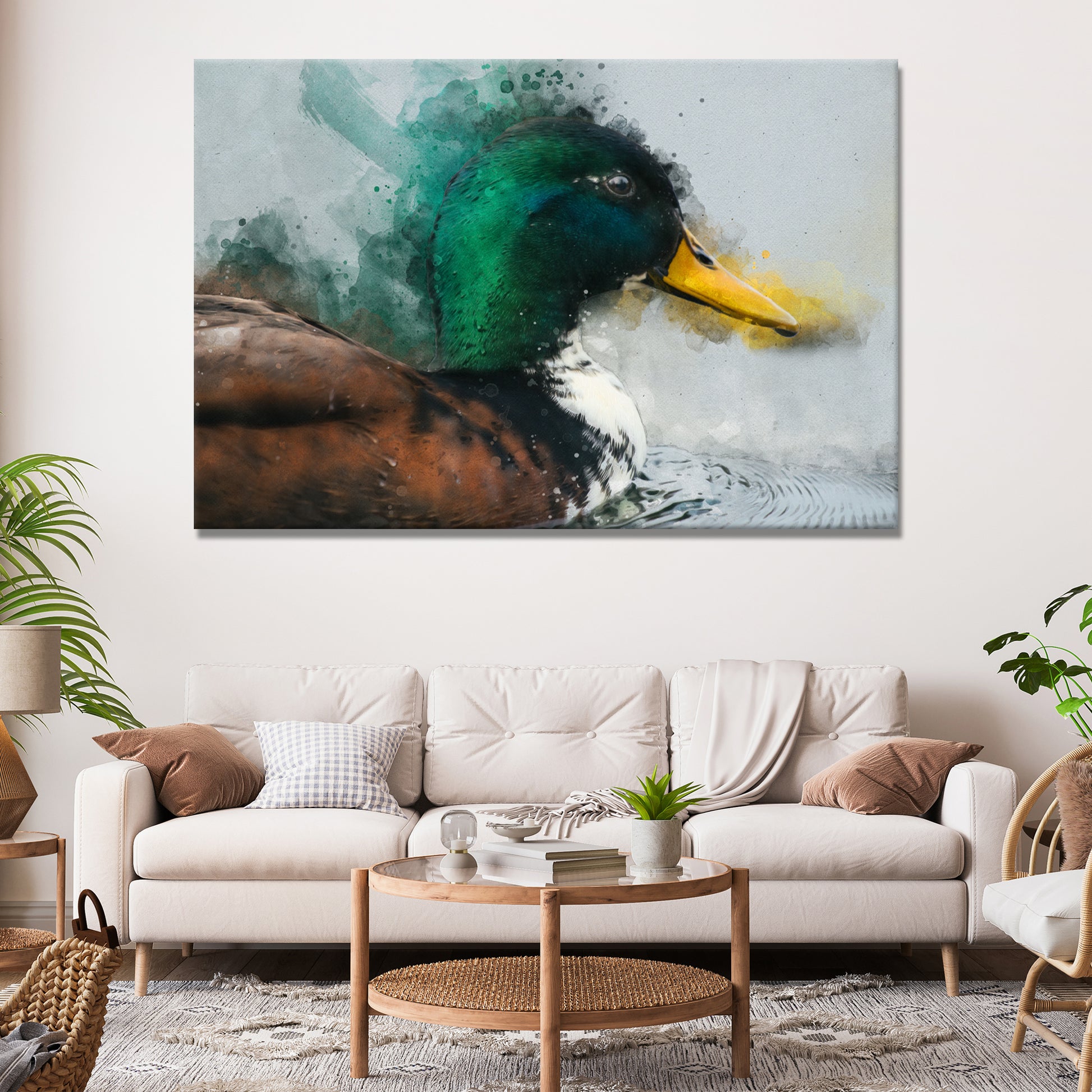 Duck Watercolor Canvas Wall Art Style 1 - Image by Tailored Canvases