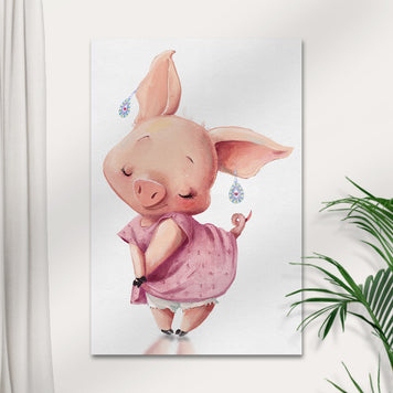 Cute Lady Pig Canvas Wall Art