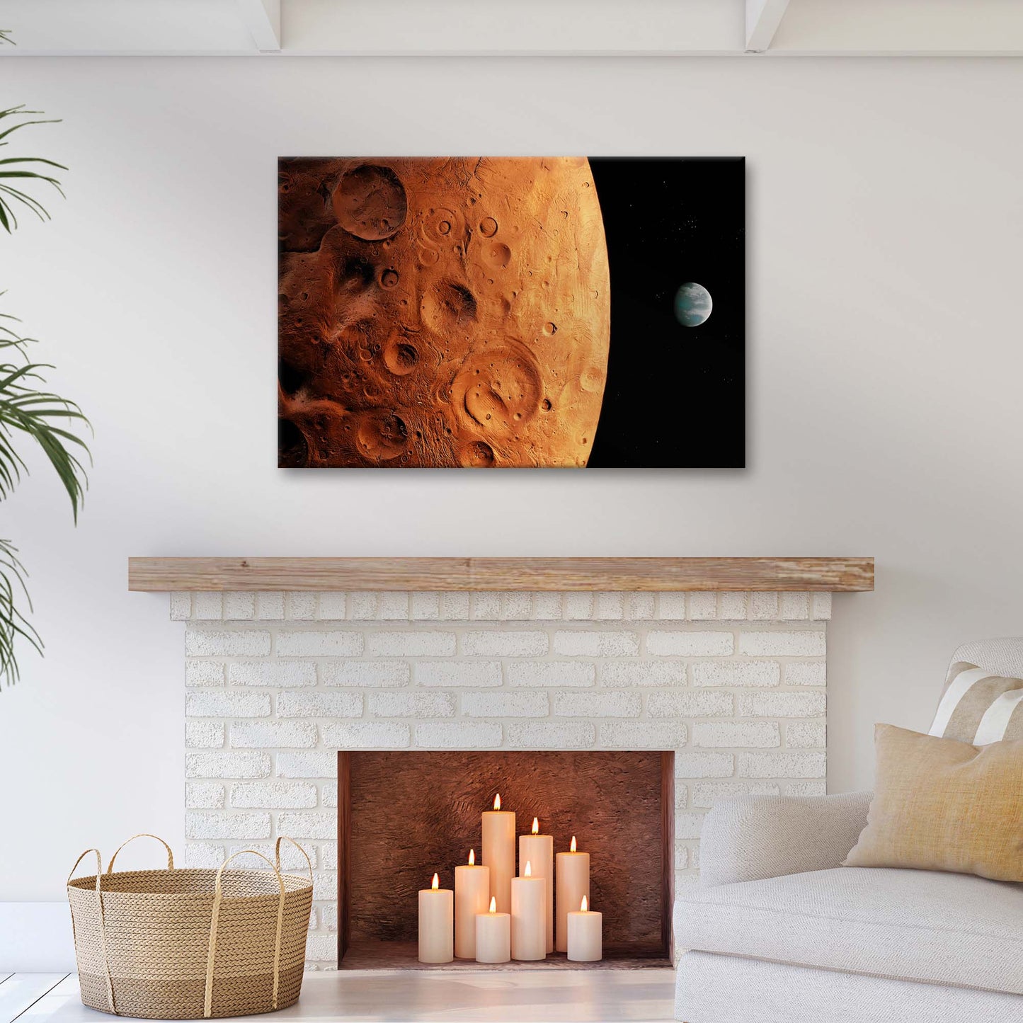 Planet Mars Craters Canvas Wall Art Style 1 - Image by Tailored Canvases