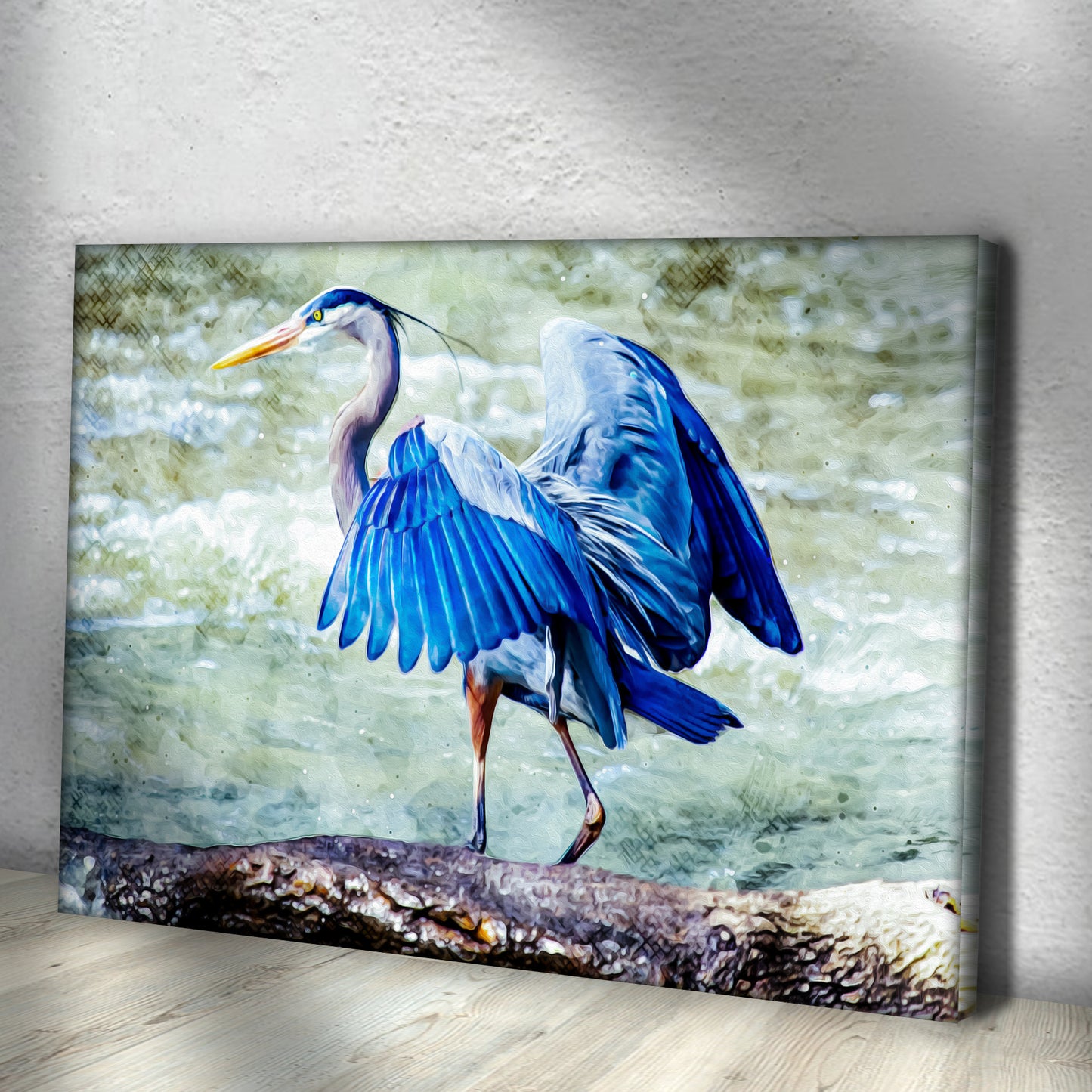 Beach Blue Heron Canvas Wall Art II Style 2 - Image by Tailored Canvases