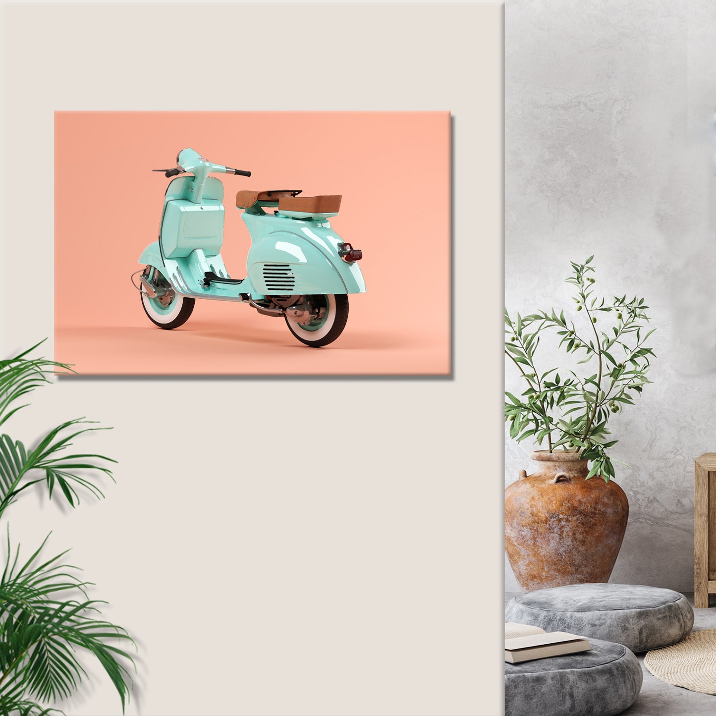 Scooter Motorcycle Rare Vespa Canvas Wall Art Style 1 - Image by Tailored Canvases
