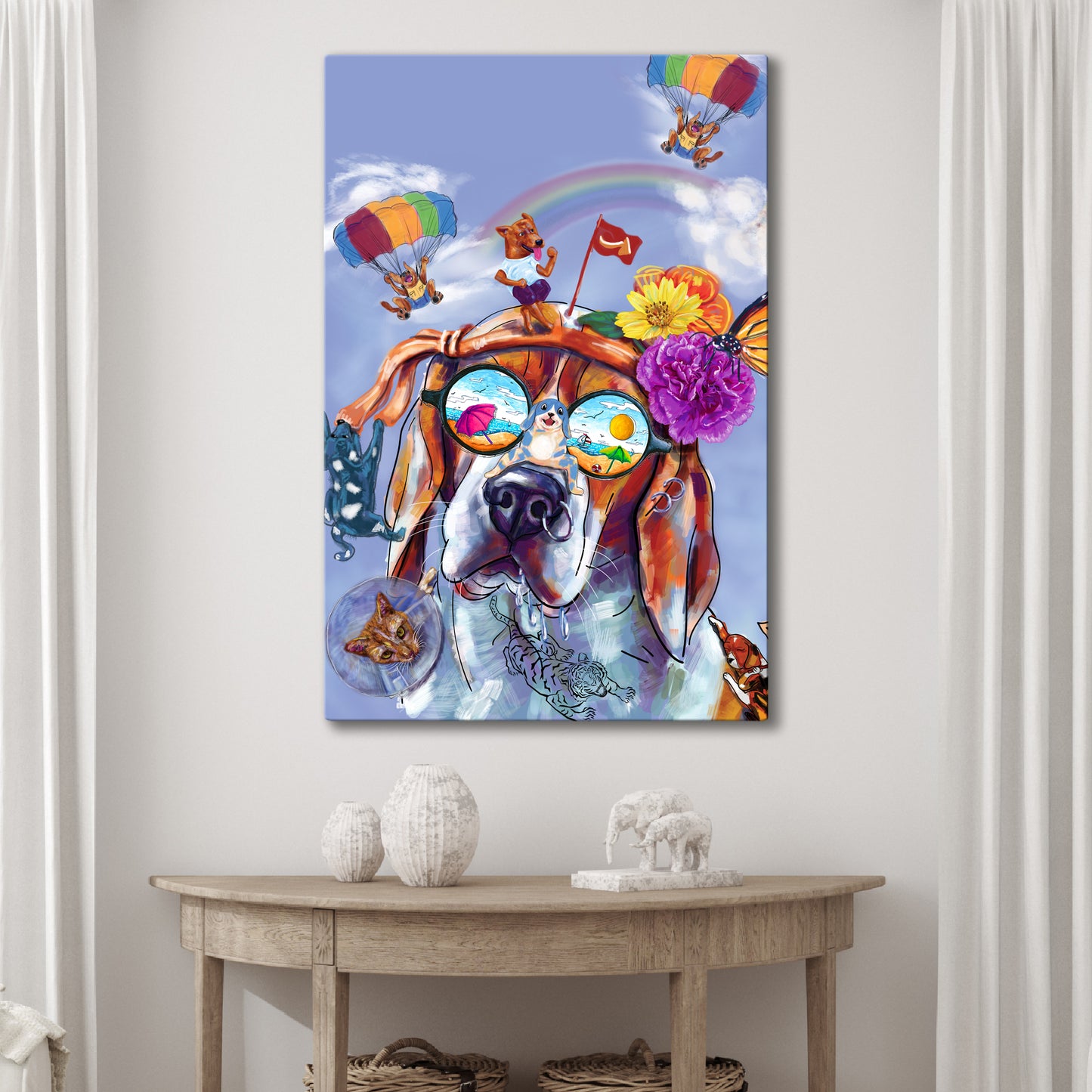 Unique Colorful Dog Portrait Canvas Wall Art - Image by Tailored Canvases