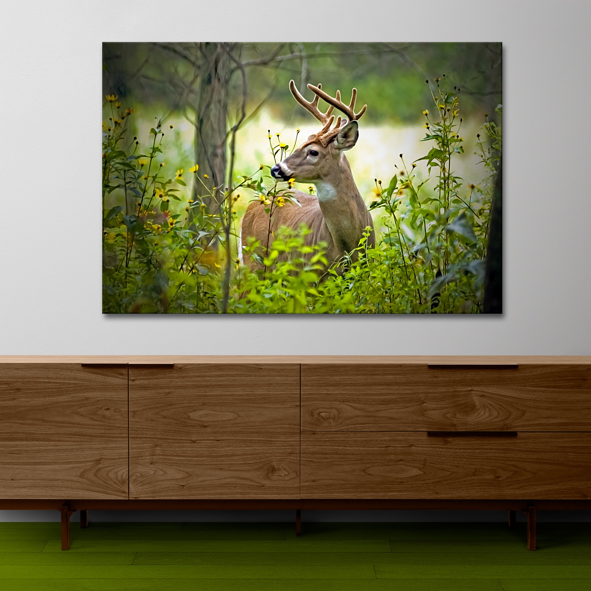Whitetail Deer In Forest Bushes Canvas Wall Art - Image by Tailored Canvases