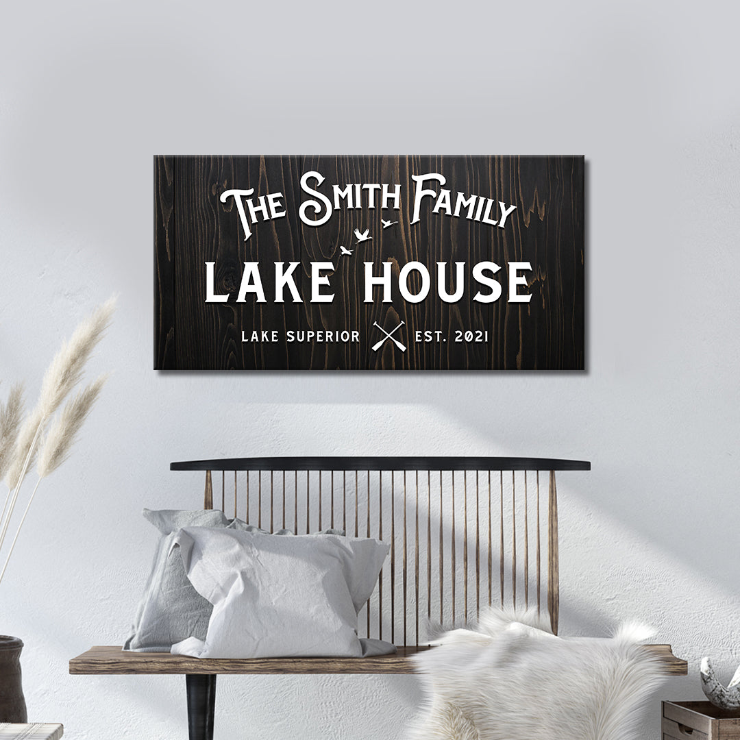 Rustic Family Lake House Sign Style 3 - Image by Tailored Canvases