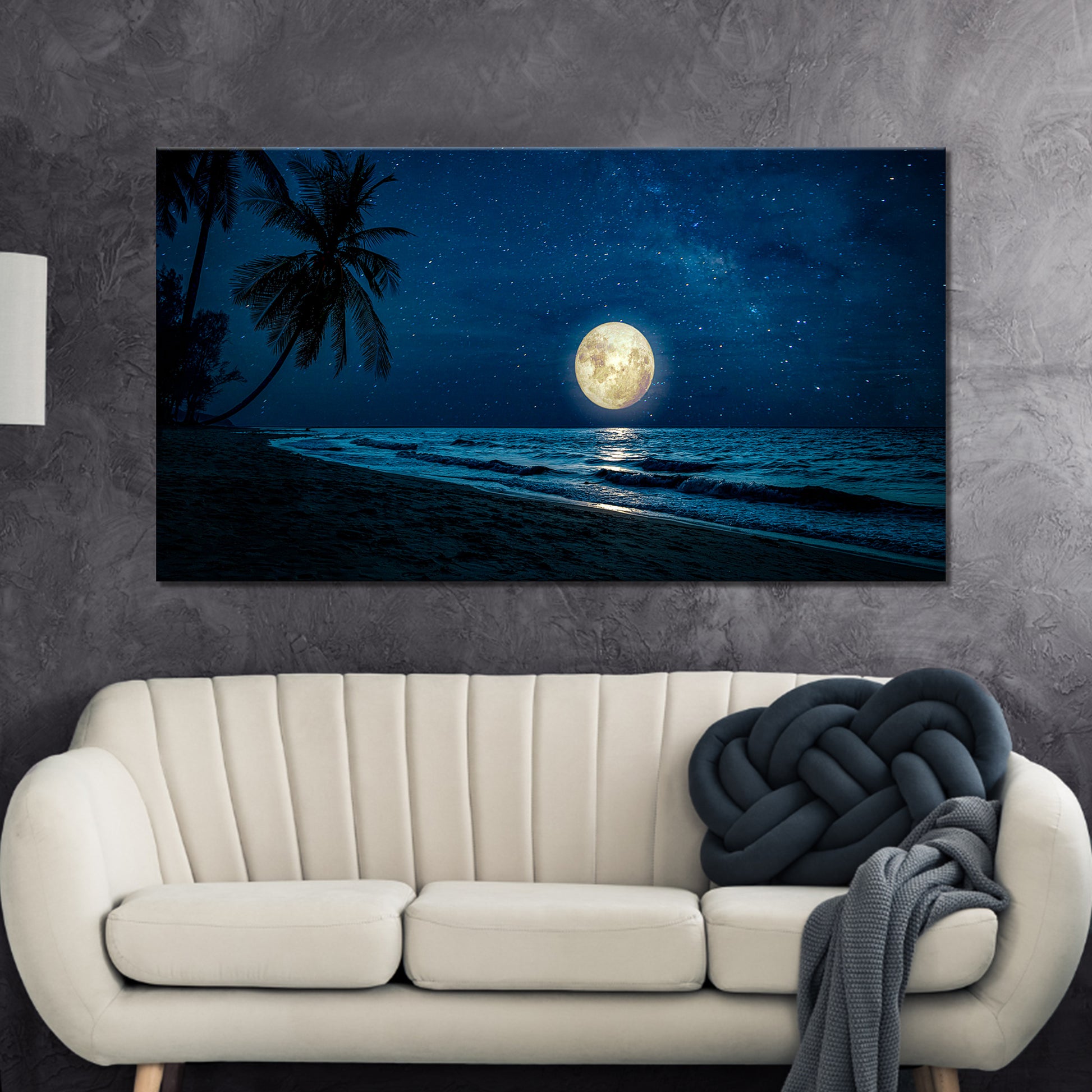 Moonlight Shines At The Beach Canvas Wall Art Style 2 - Image by Tailored Canvases