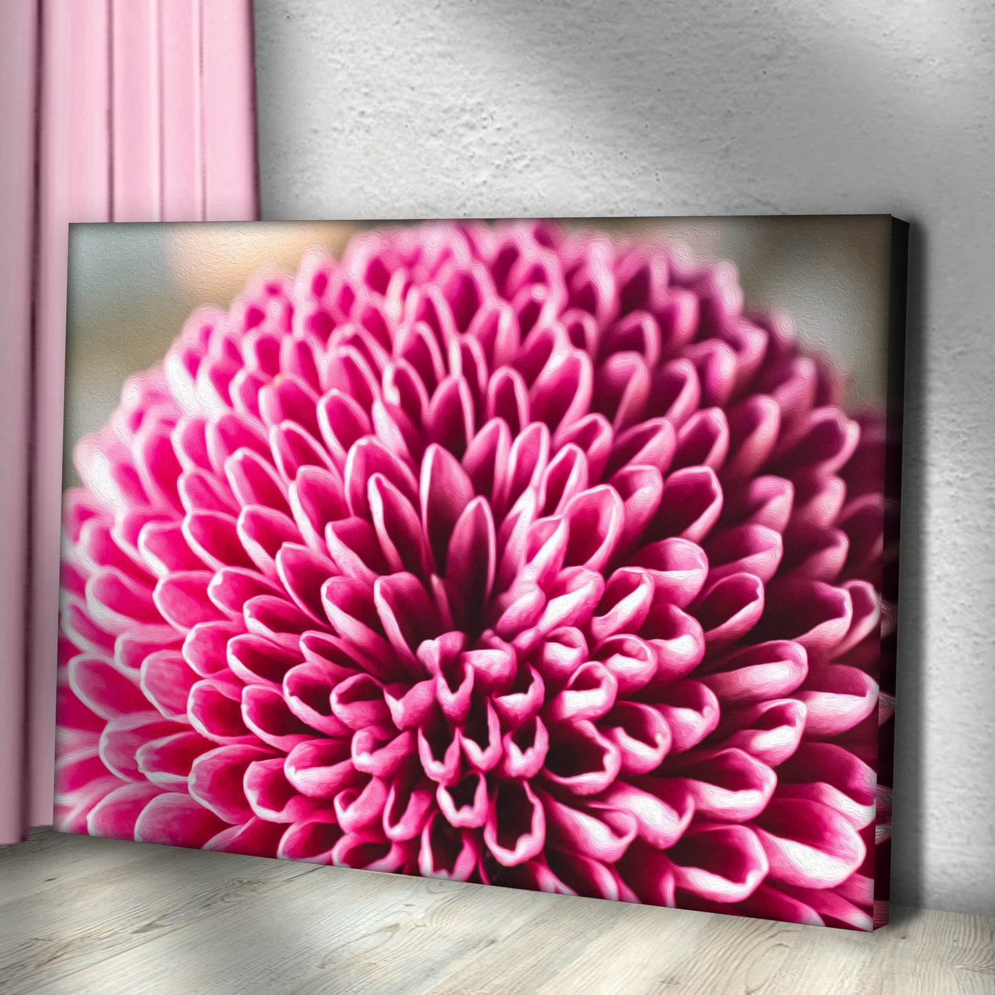 Macro Pink Chrysanthemum Canvas Wall Art Style 1 - Image by Tailored Canvases