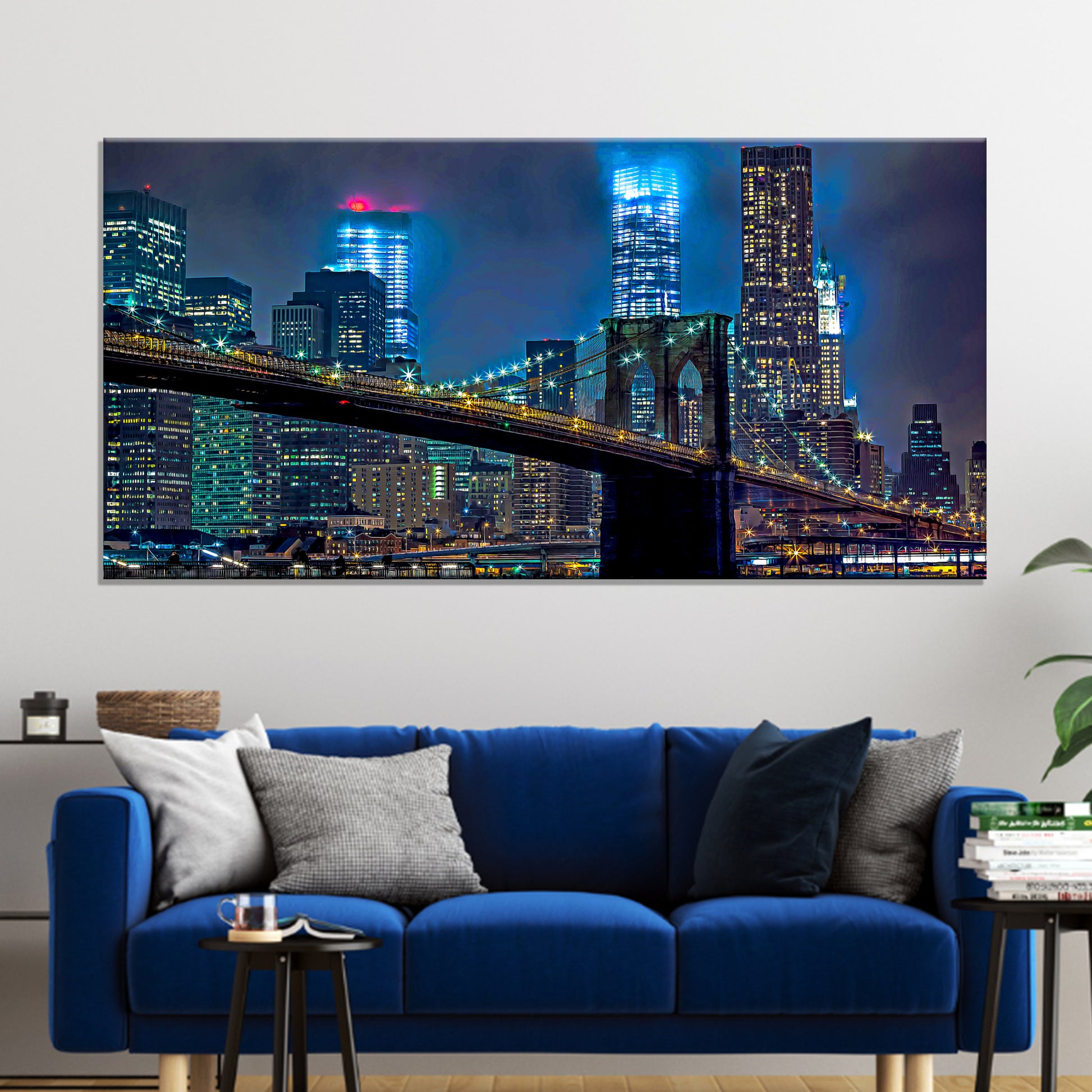Brooklyn Bridge Night View Canvas Wall Art Style 2 - Image by Tailored Canvases