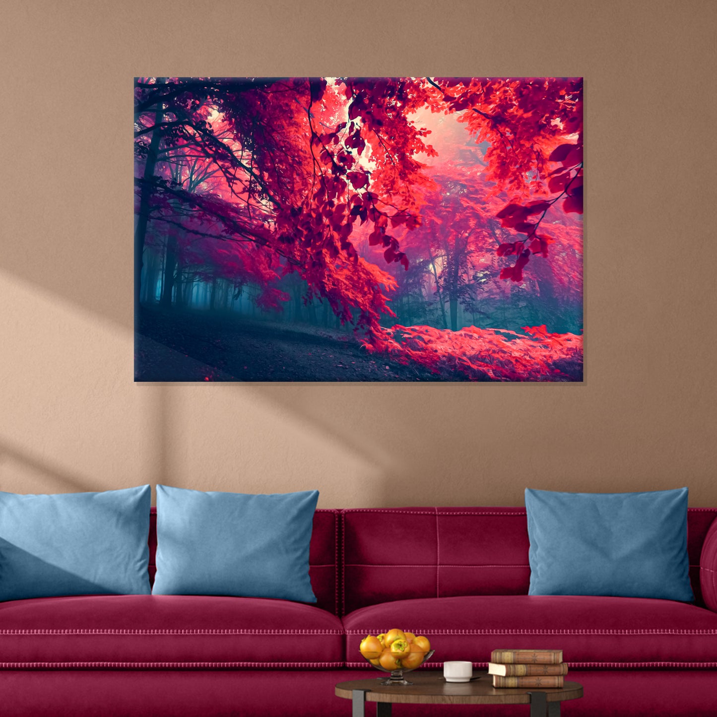 Foggy Red Maple Tree Canvas Wall Art Style 2 - Image by Tailored Canvases