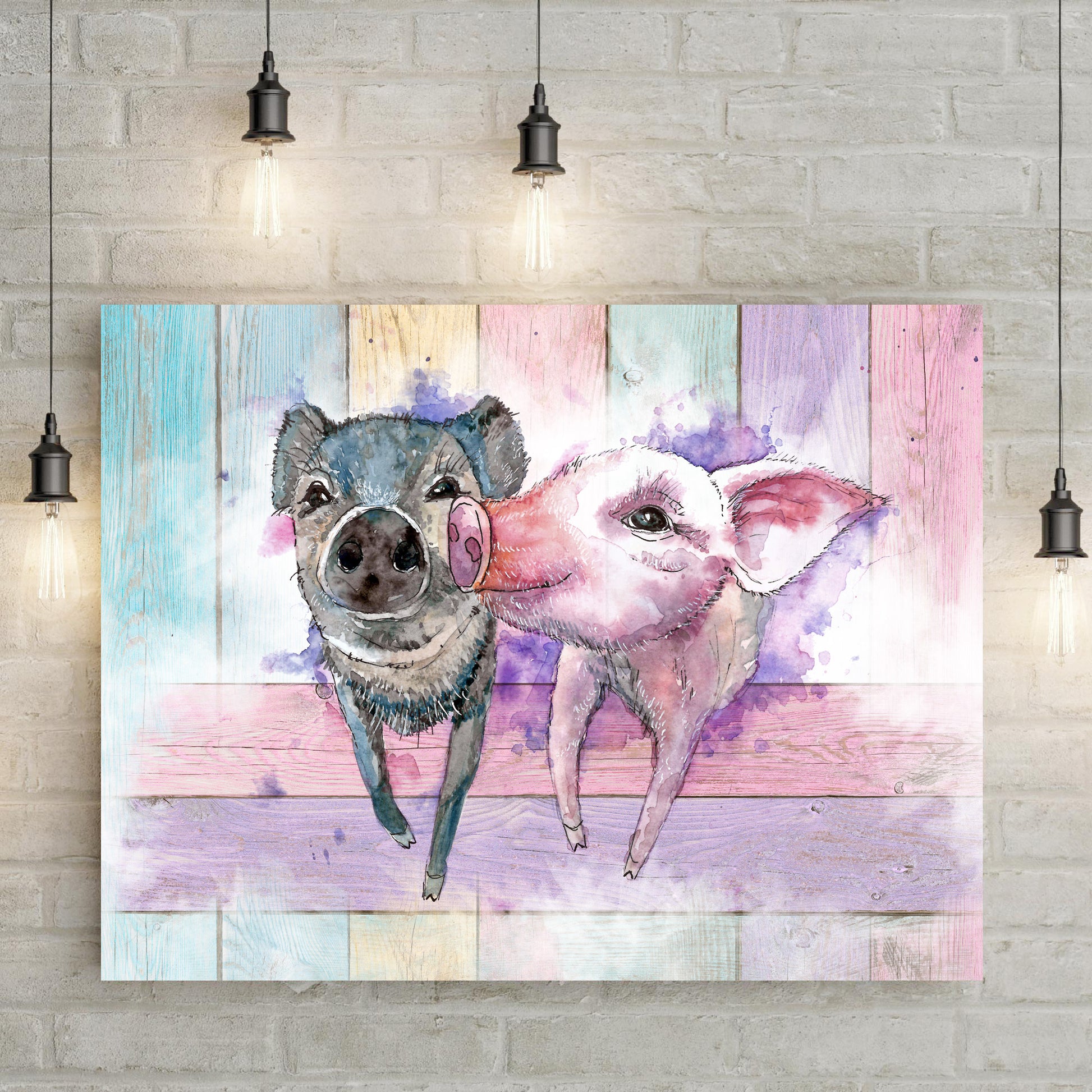 Pastel Funky Pigs Canvas Wall Art - Image by Tailored Canvases