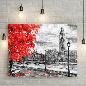 Stunning Red Autumn Tree Canvas Wall Art