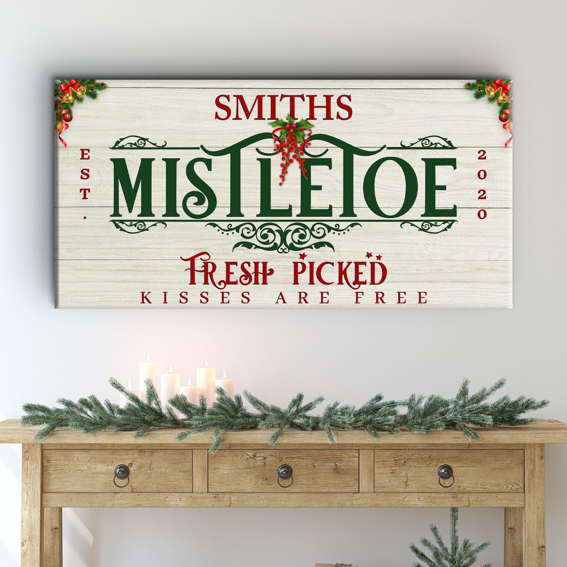 Mistletoe Christmas Sign | Customizable Canvas