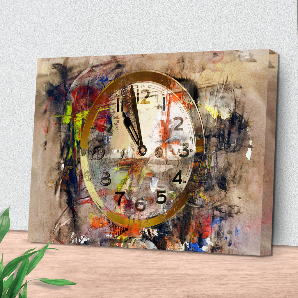 Decor Elements Clock Abstract Canvas Wall Art by Tailored Canvases