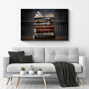 Decor Elements Books Stacked Canvas Wall Art