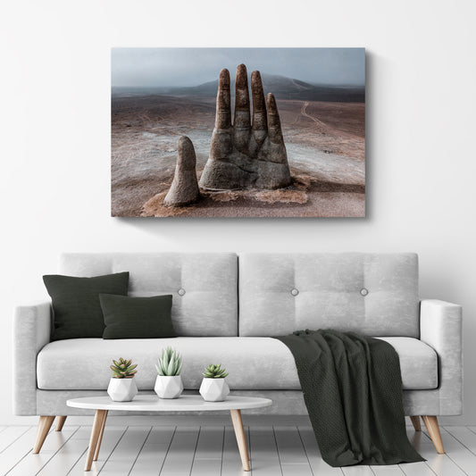 Decor Elements Sculpture Giant Hand In Atacama Desert Canvas Wall Art  - Image by Tailored Canvases
