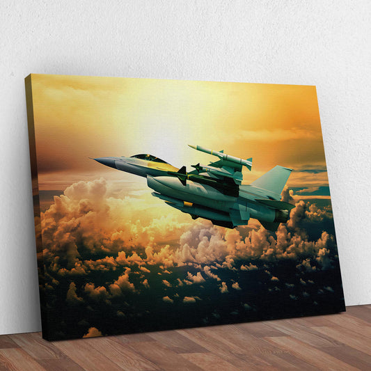 Fighter Plane Sky High Jet Canvas Wall Art Style 2 - Image by Tailored Canvases