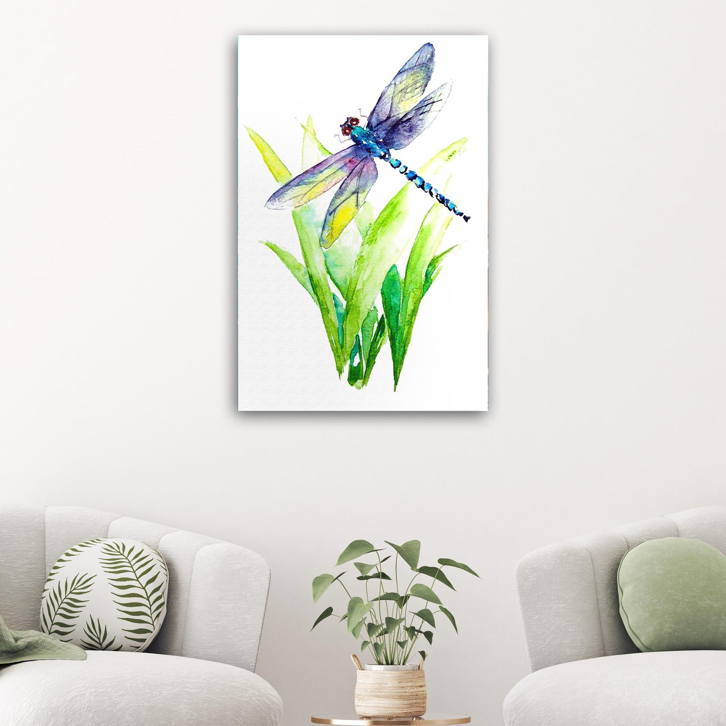 Insect Dragonfly Watercolor Canvas Wall Art Style 1 - by Tailored Canvases