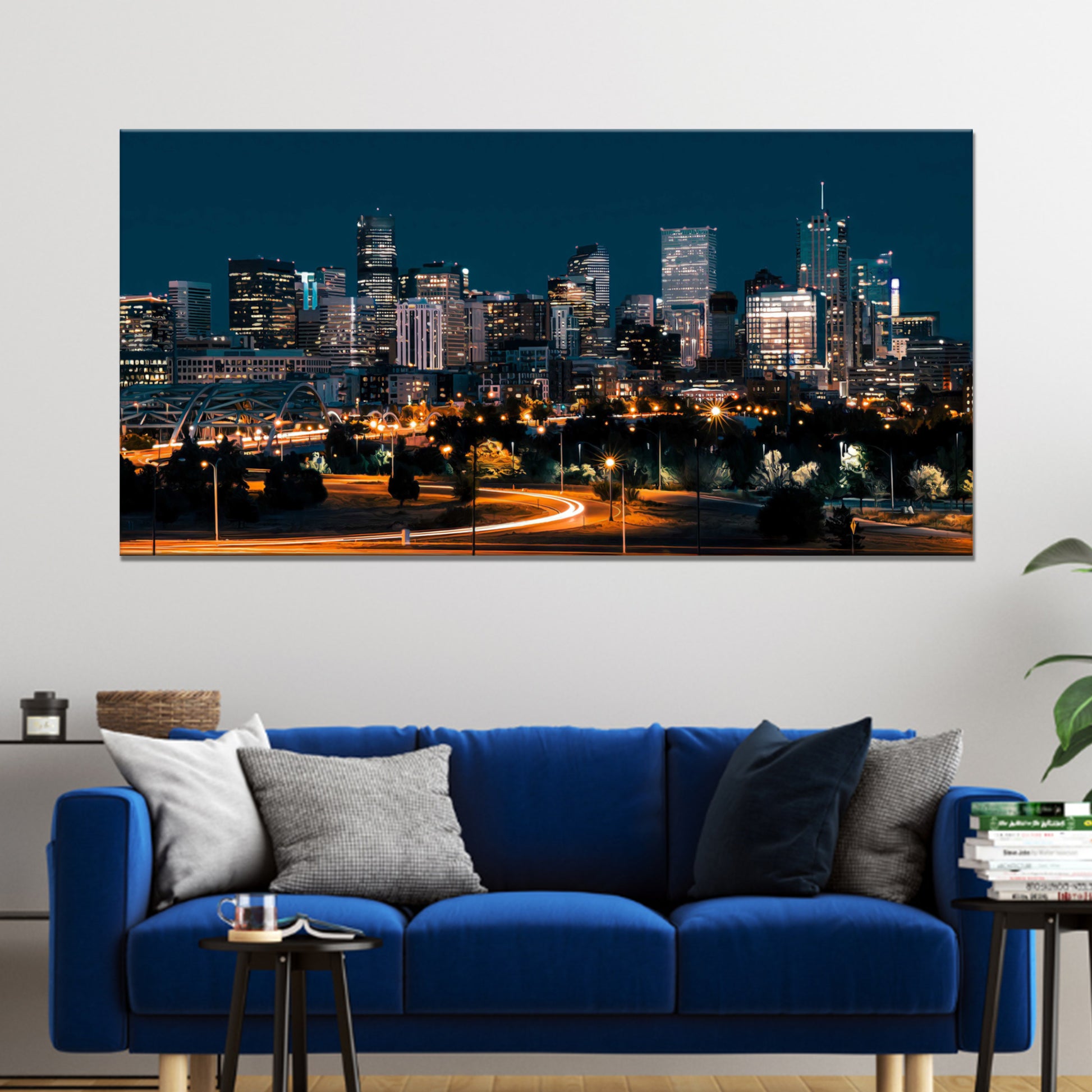 City Skyline Night View Canvas Wall Art Style 2 - Image by Tailored Canvases