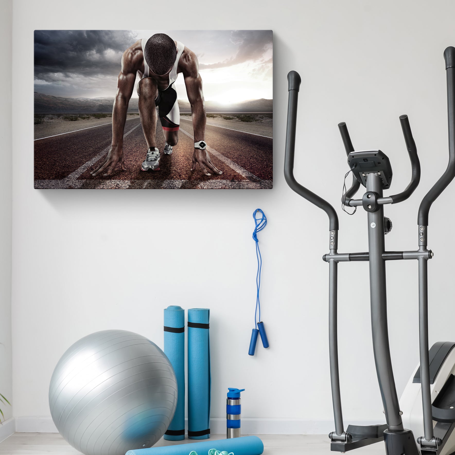 Track and Field Athlete On Starting Line Canvas Wall Art - Image by Tailored Canvases