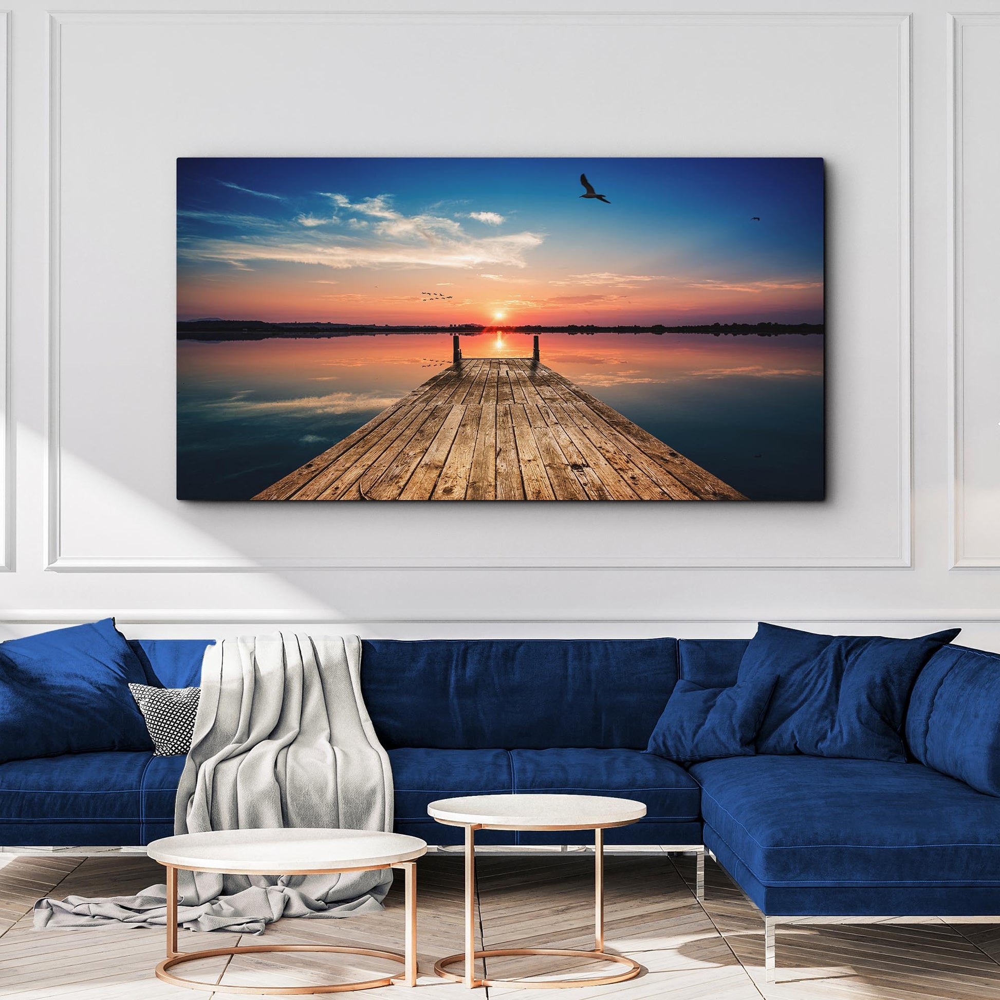 Sunset View At Beach Pier Canvas Wall Art Style 2 - Image by Tailored Canvases