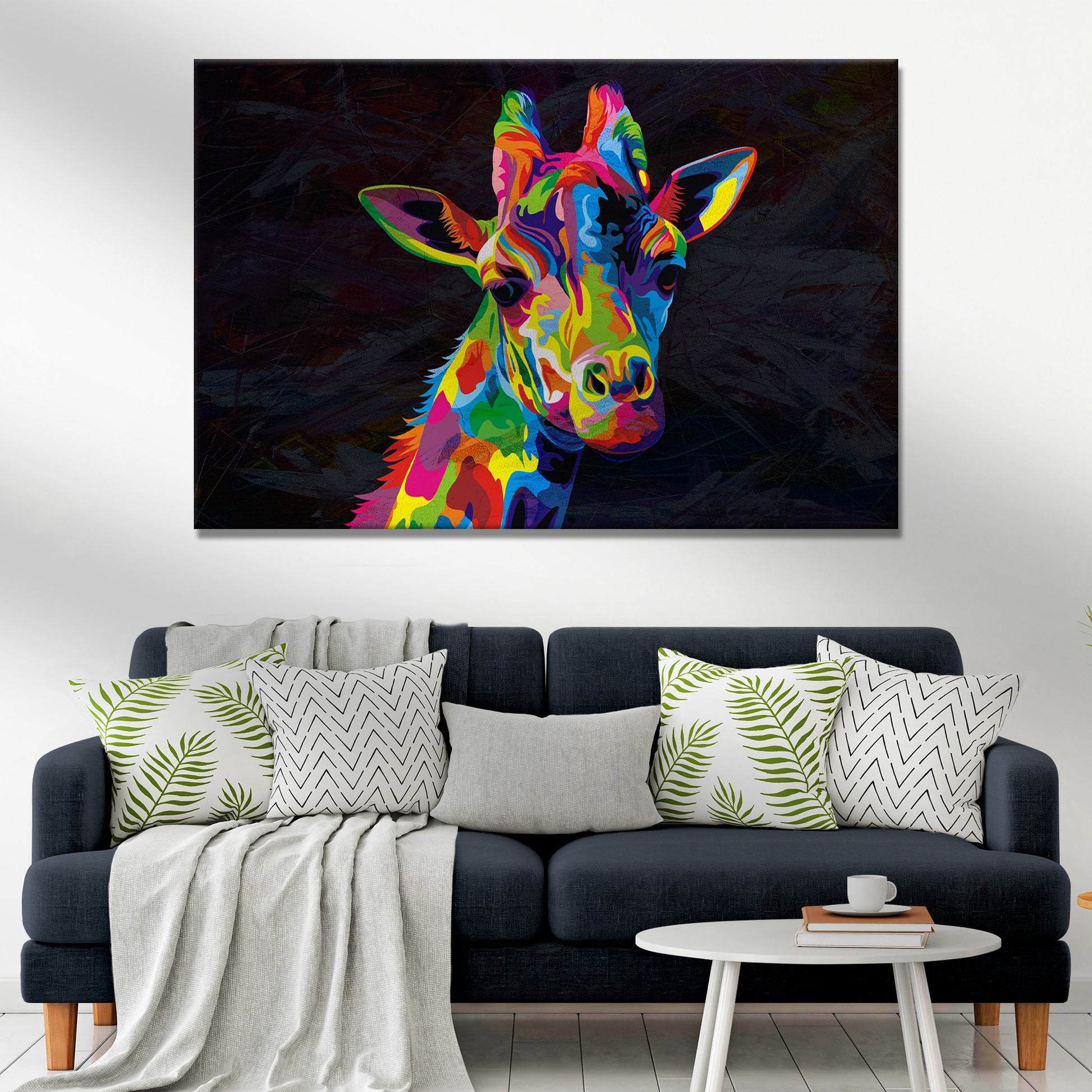 Abstract Colorful Giraffe Canvas Wall Art Style 2 - Image by Tailored Canvases