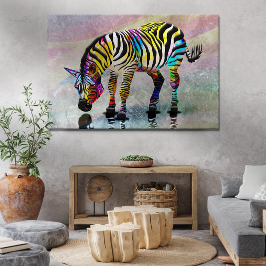 Rainbow Zebra Canvas Wall Art - Image by Tailored Canvases