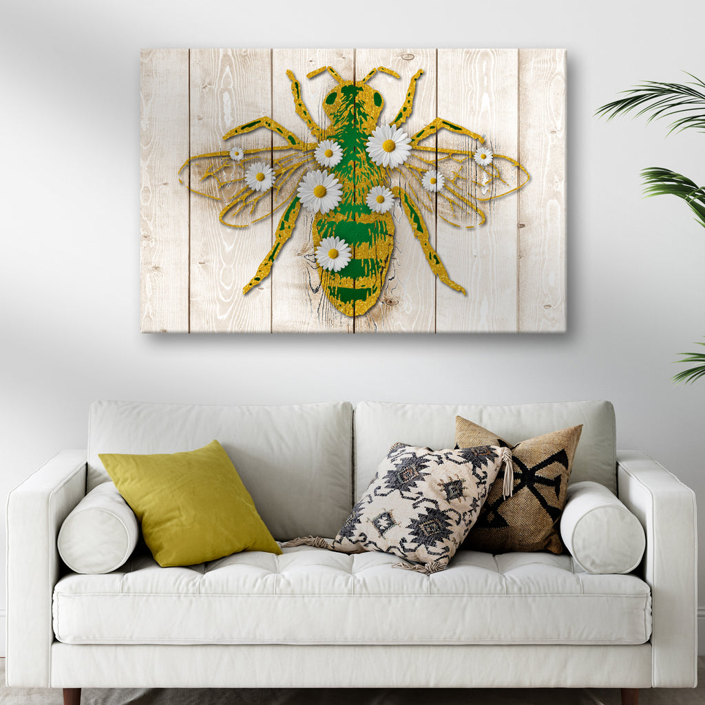 Yellow Bee Daisies Canvas Wall Art by Tailored Canvases