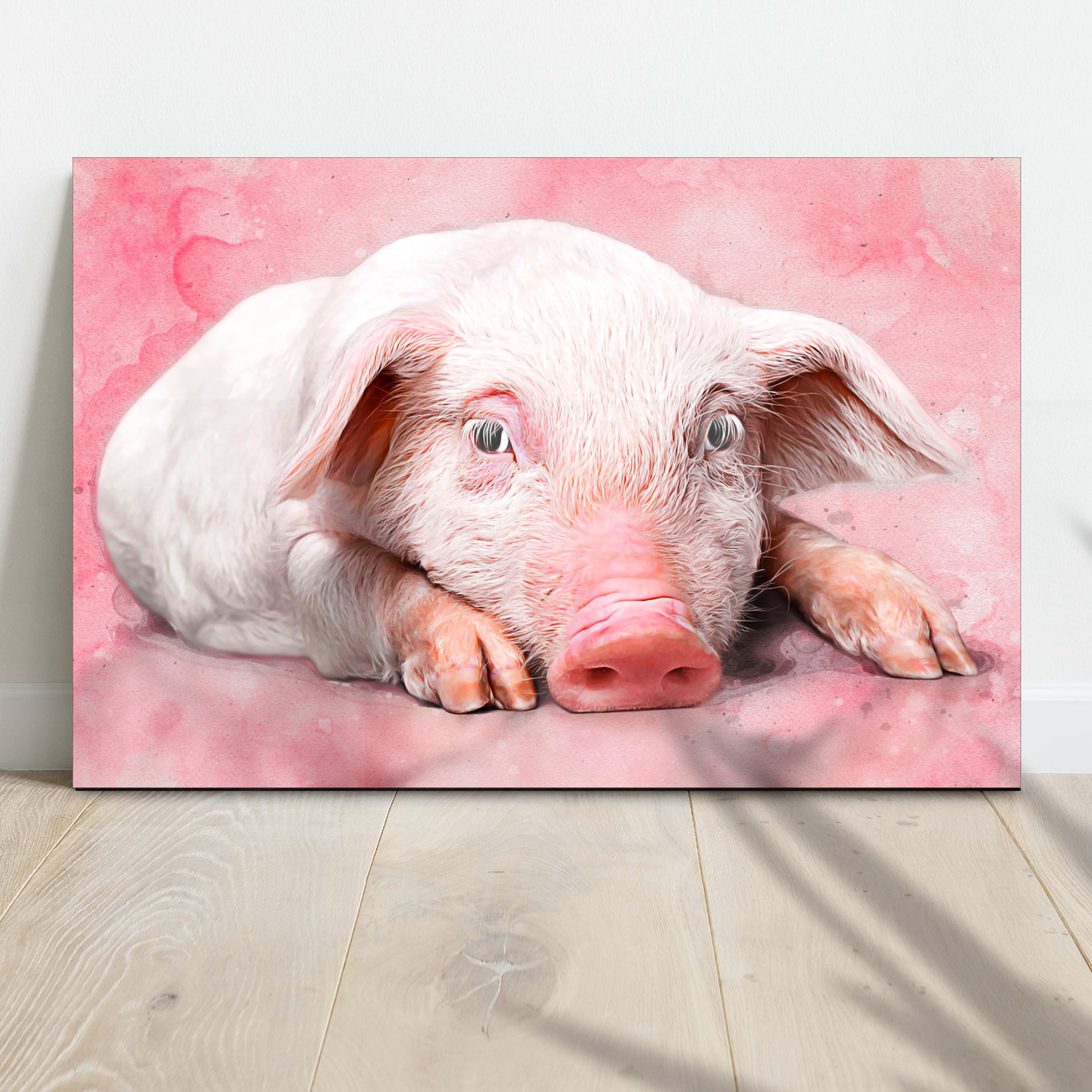 Lazy Pig Portrait Canvas Wall Art - Image by Tailored Canvases
