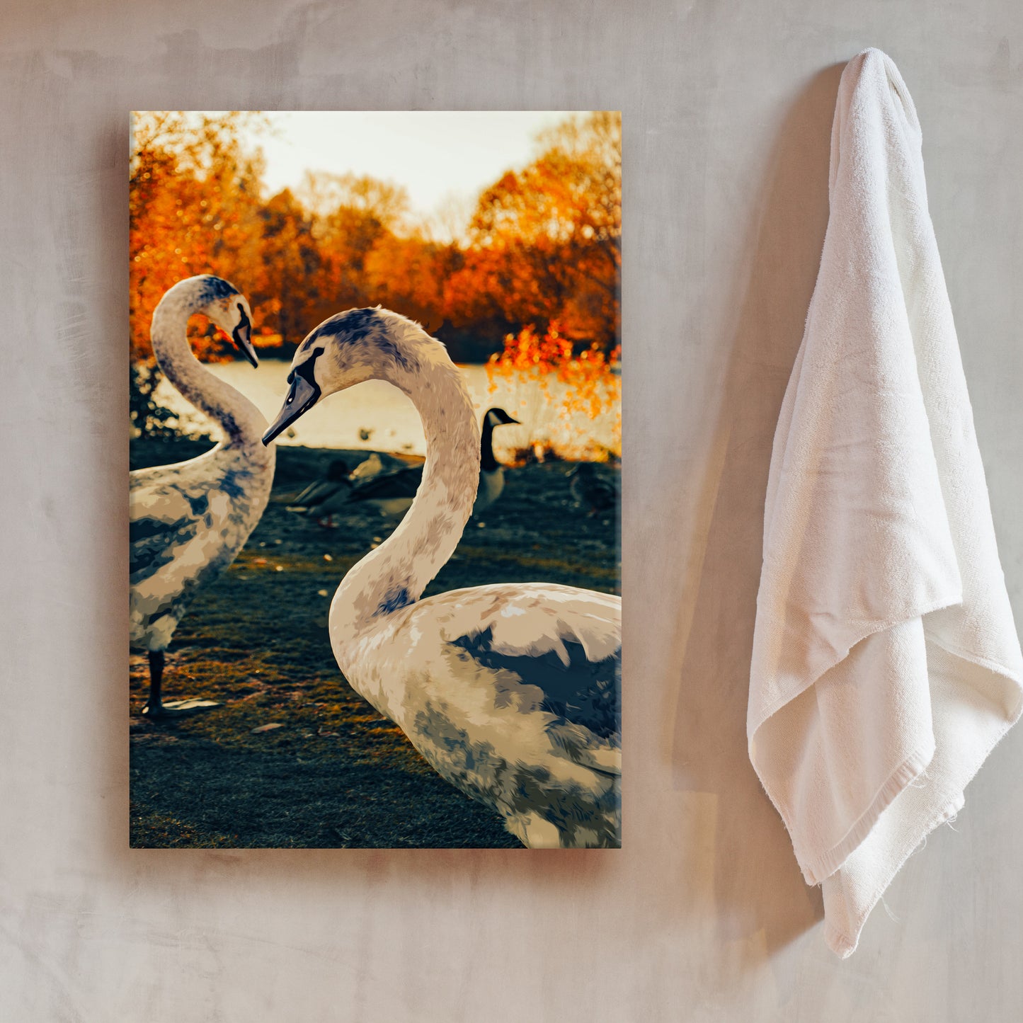 Side To Side Geese Couple Canvas Wall Art Style 2 - Image by Tailored Canvases
