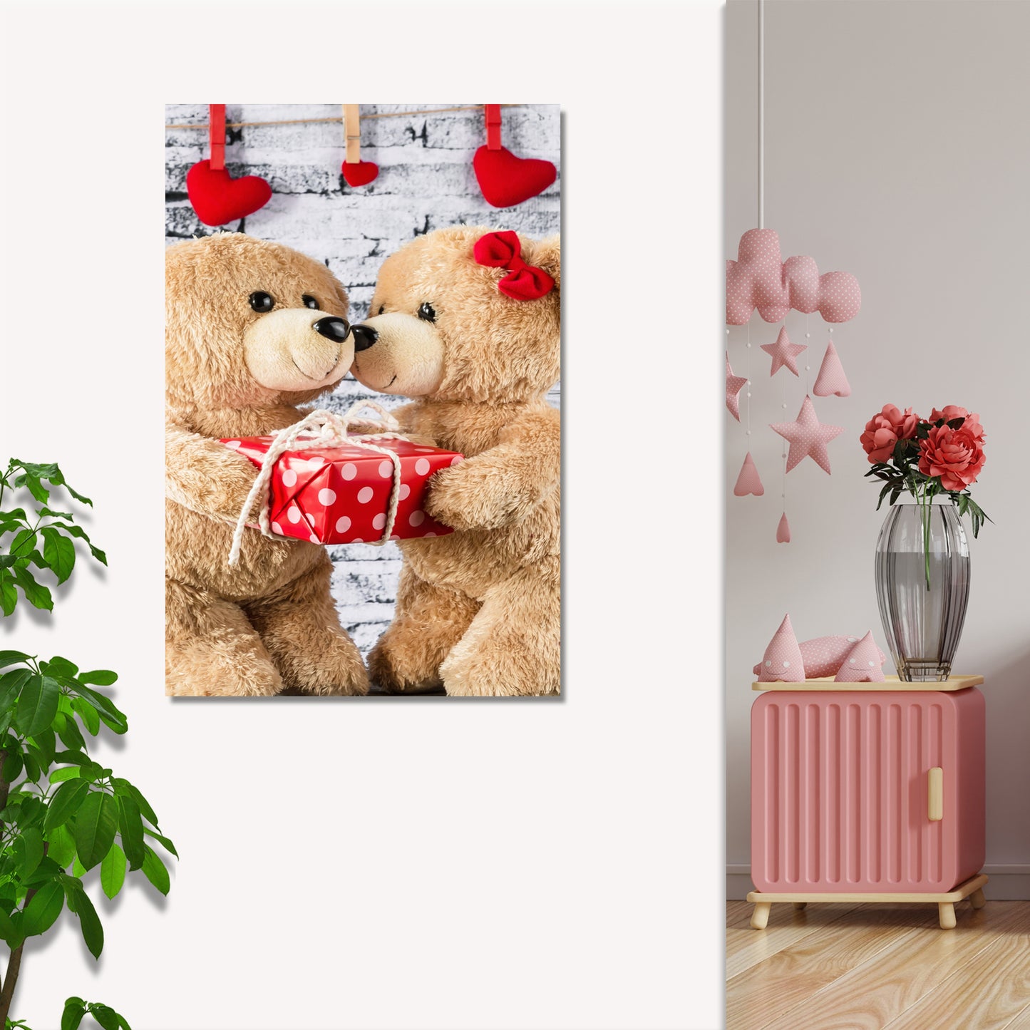 Valentine Teddy Bears Canvas Wall Art Style 1 - Image by Tailored Canvases
