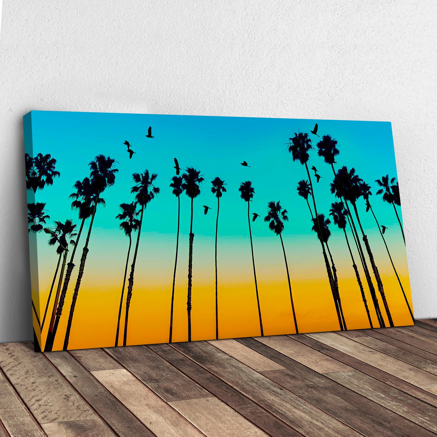 Sunset Palm Tree Rows Canvas Wall Art Style 2 - Image by Tailored Canvases