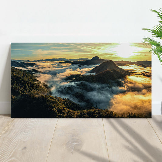 Morning Fog Over Mountains Canvas Wall Art II - Image by Tailored Canvases