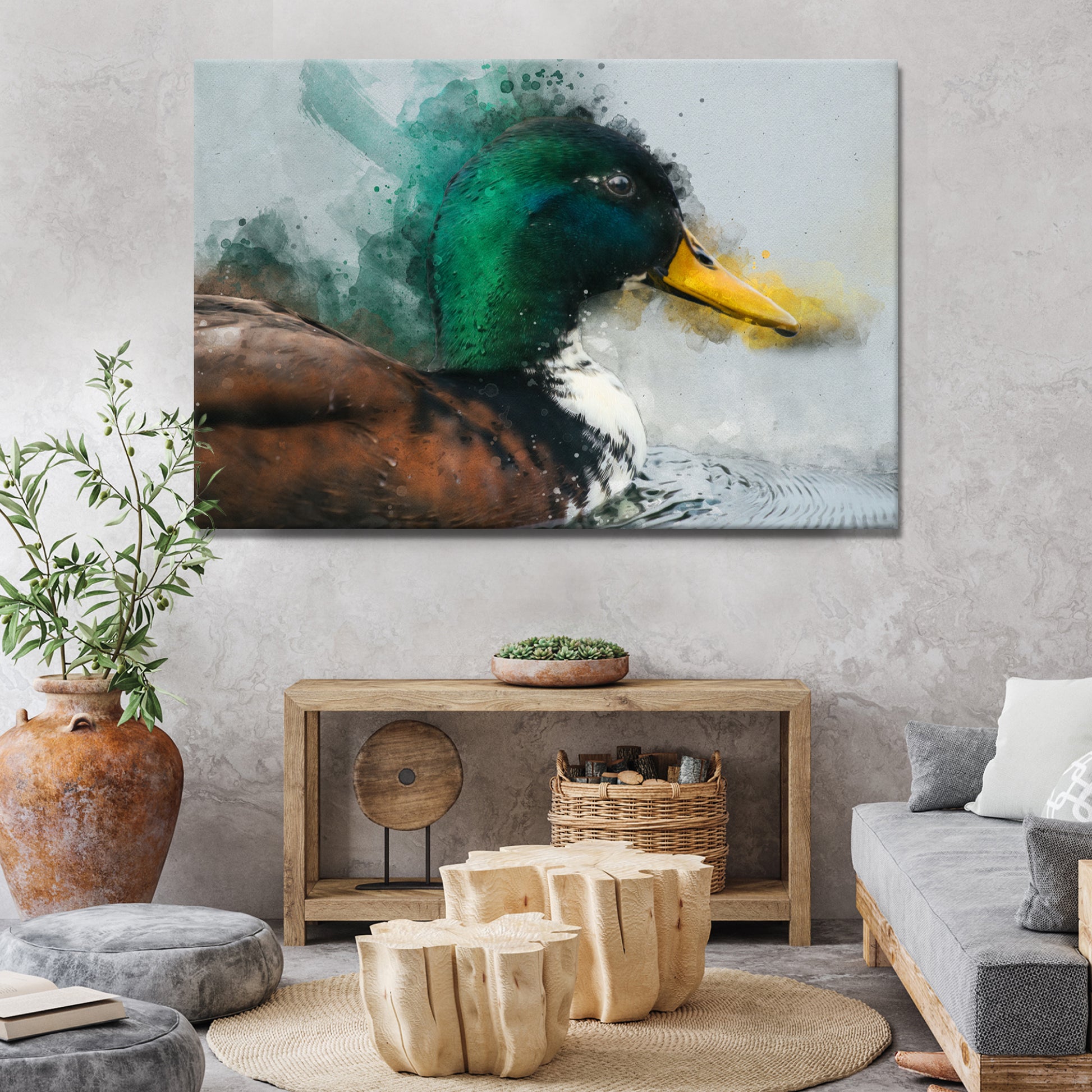 Duck Watercolor Canvas Wall Art  - Image by Tailored Canvases