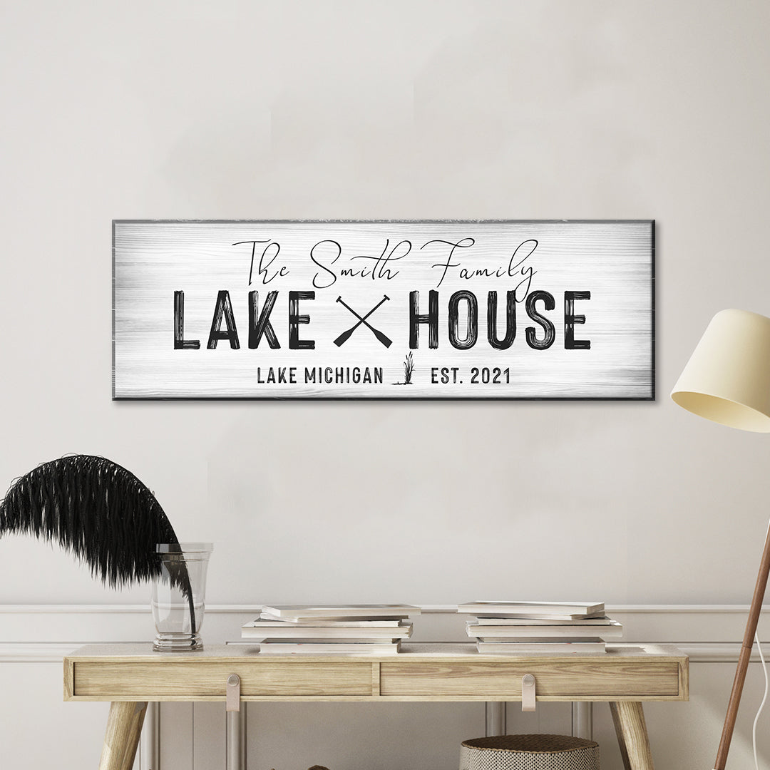 Classic Family Lake House Sign Style 3 - Image by Tailored Canvases