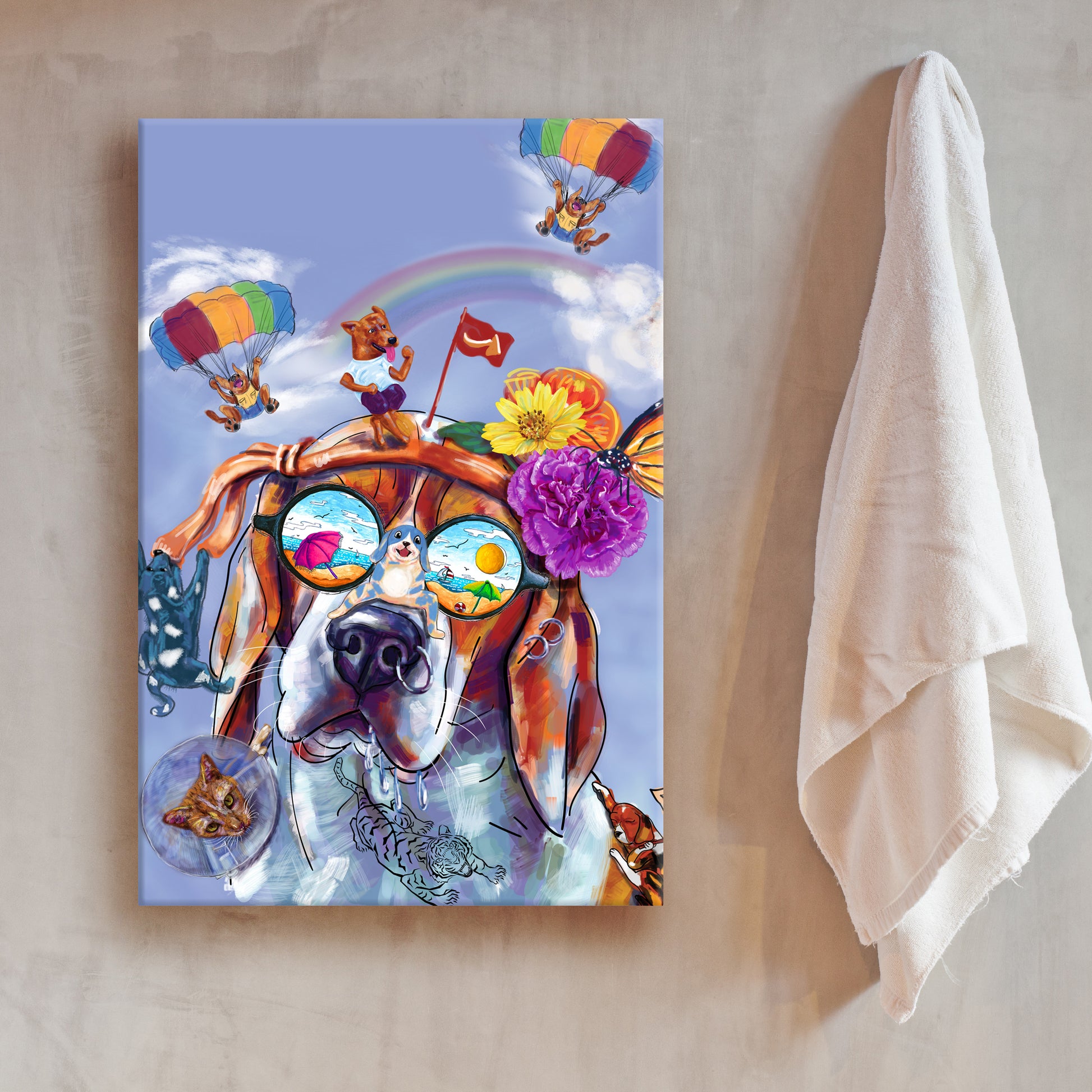 Unique Colorful Dog Portrait Canvas Wall Art Style 2 - Image by Tailored Canvases