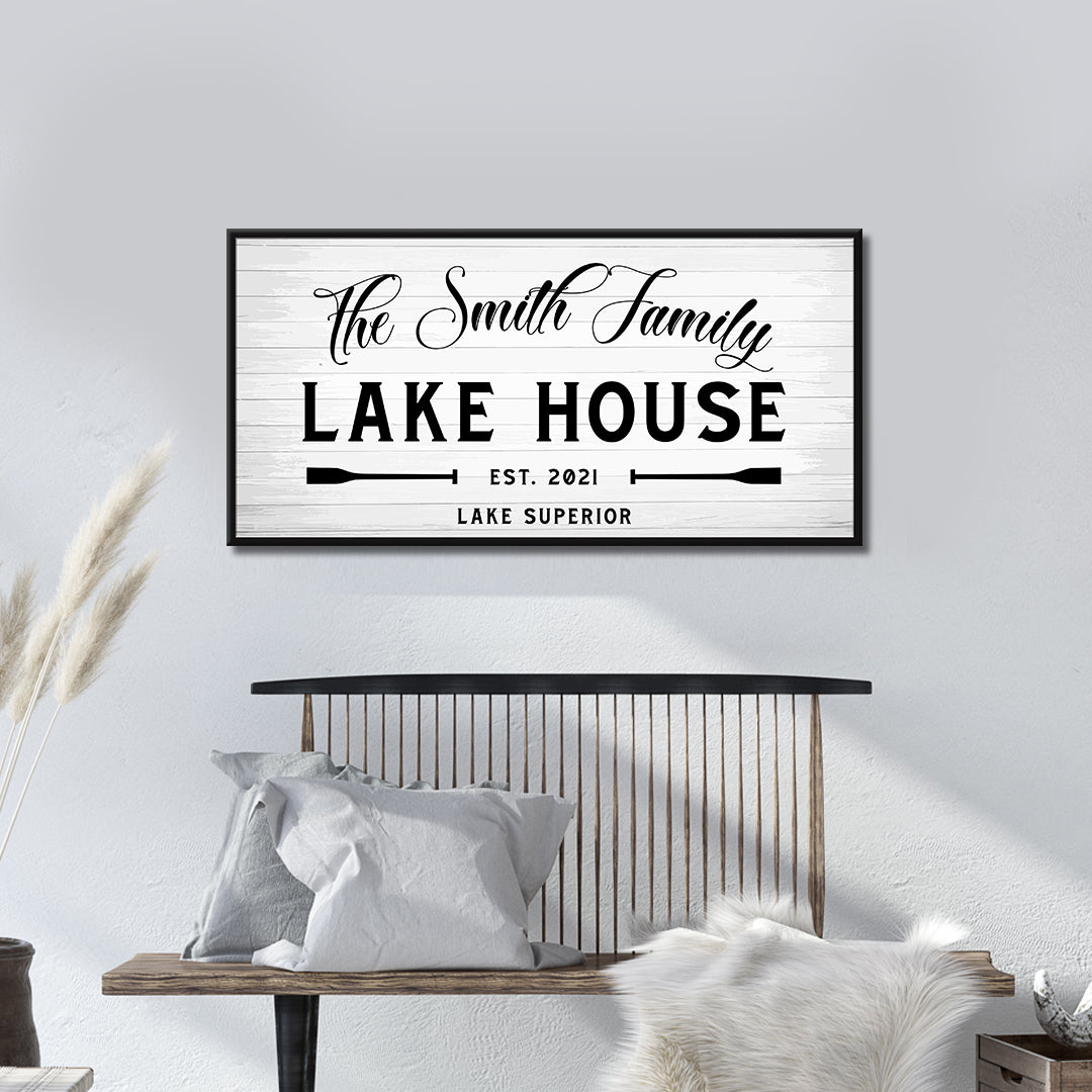 Rustic Family Lake House Sign Style 4 - Image by Tailored Canvases