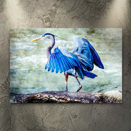 Beach Blue Heron Canvas Wall Art II  - Image by Tailored Canvases