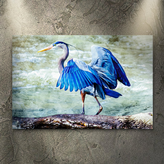 Beach Blue Heron Canvas Wall Art II - Image by Tailored Canvases