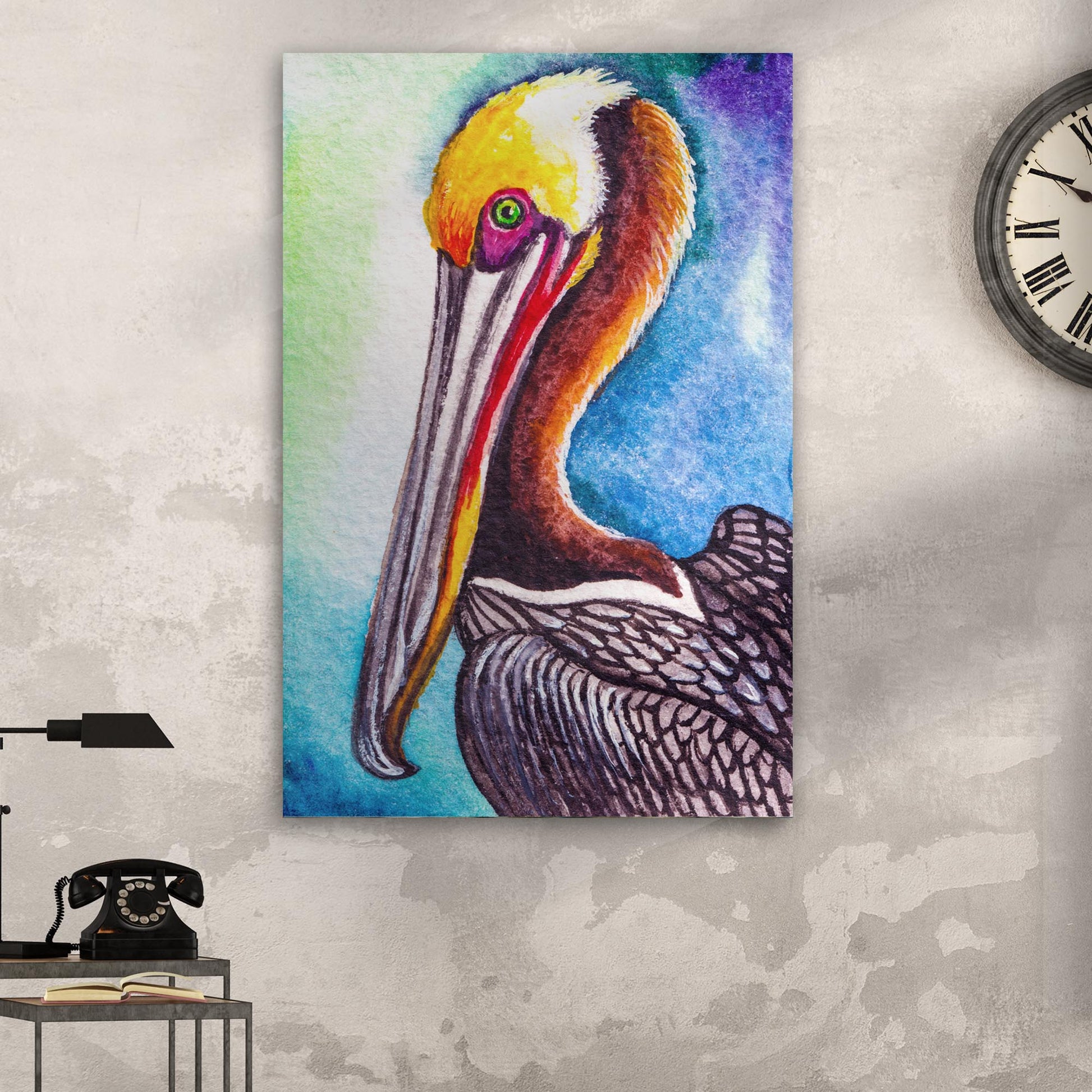 Pelican Painting "The Fish Catcher" Canvas Wall Art Style 1- Image by Tailored Canvases