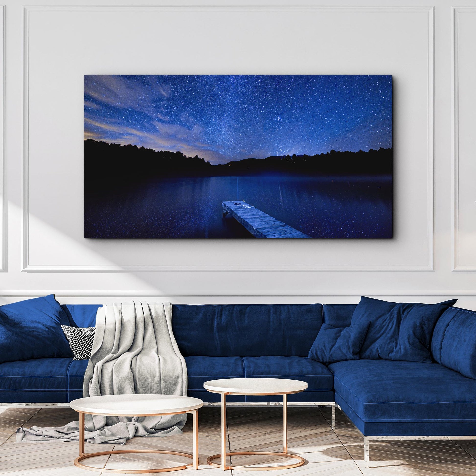 Blue Starry Night Lake Forest Canvas Wall Art - Image by Tailored Canvases